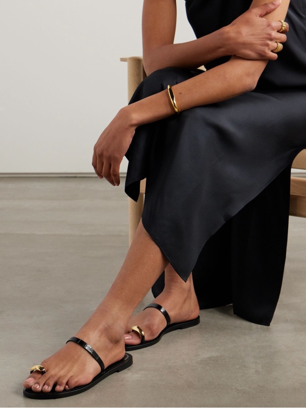 NWOT AMANU The Kibera Embellished Croc-effect Leather Sandals